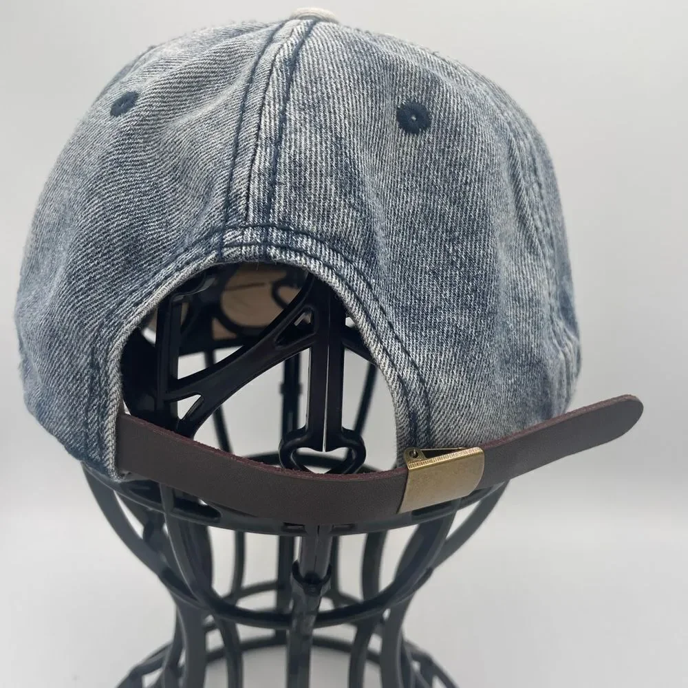 Blue Blank Cap unisex Adjustable Hat Adult 90s Acid Wash